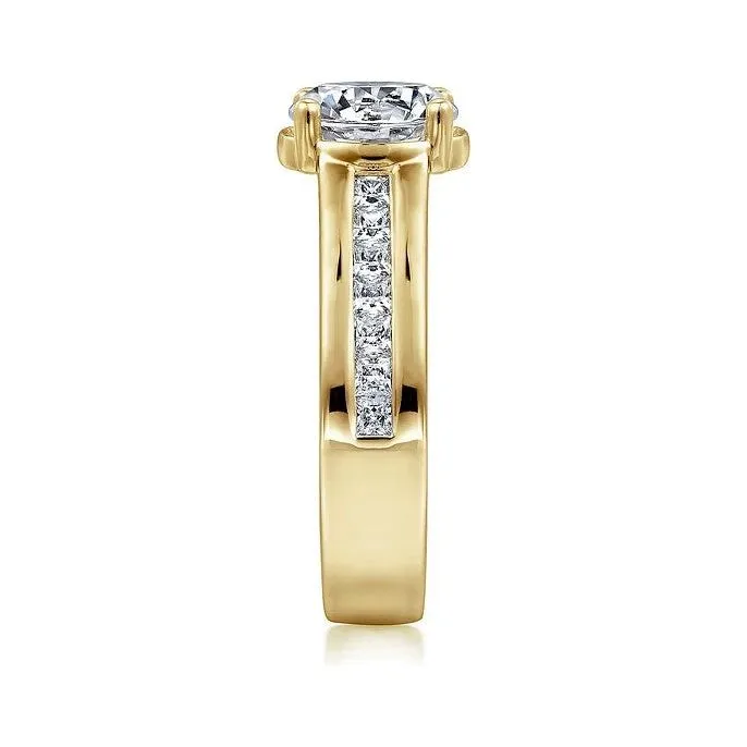 Gabriel " Dennise" 14K Yellow Gold Prong Bezel Diamond Engagement Ring