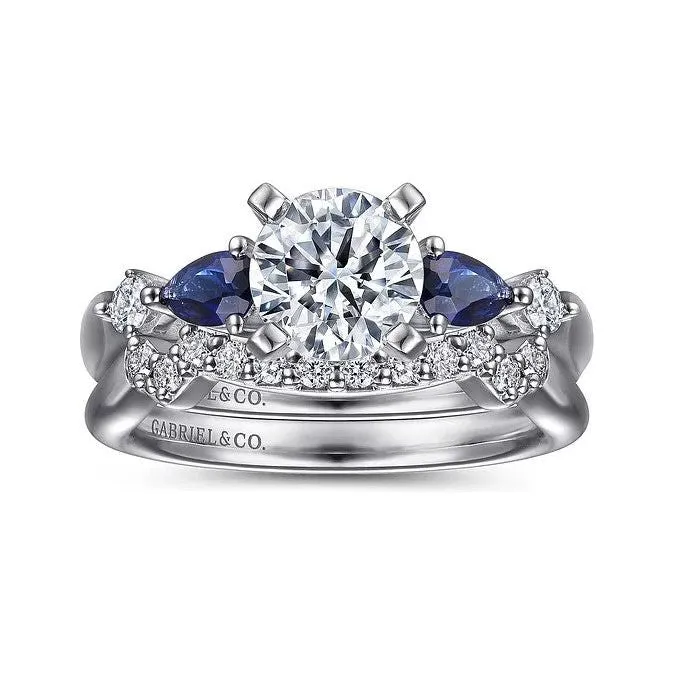 Gabriel "Carrie" 14K White Gold Sapphire and Diamond Engagement Ring