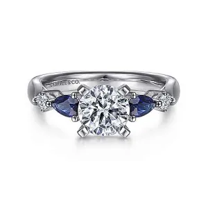 Gabriel "Carrie" 14K White Gold Sapphire and Diamond Engagement Ring