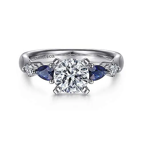 Gabriel "Carrie" 14K White Gold Sapphire and Diamond Engagement Ring