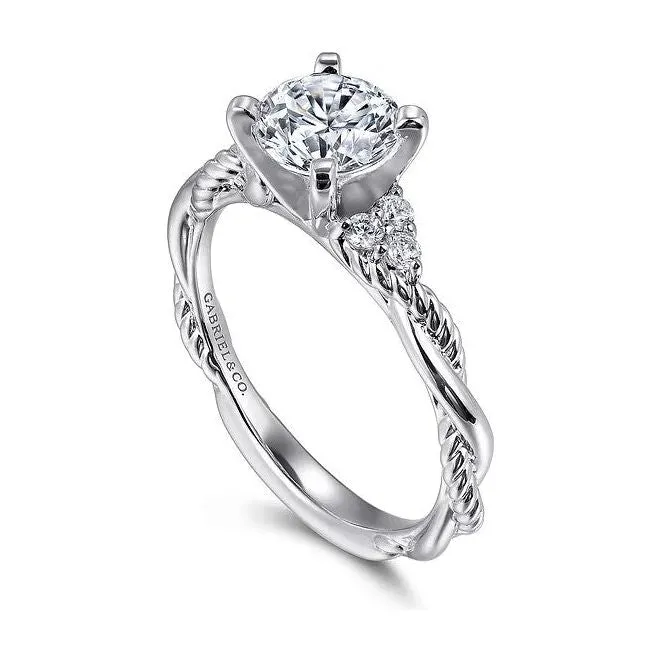 Gabriel "Catalina" 14K White Gold Twisted Diamond Engagement Ring