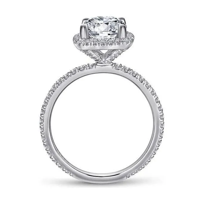 Gabriel "Daffodil" 14K White Gold Diamond Cushion Halo Engagement Ring