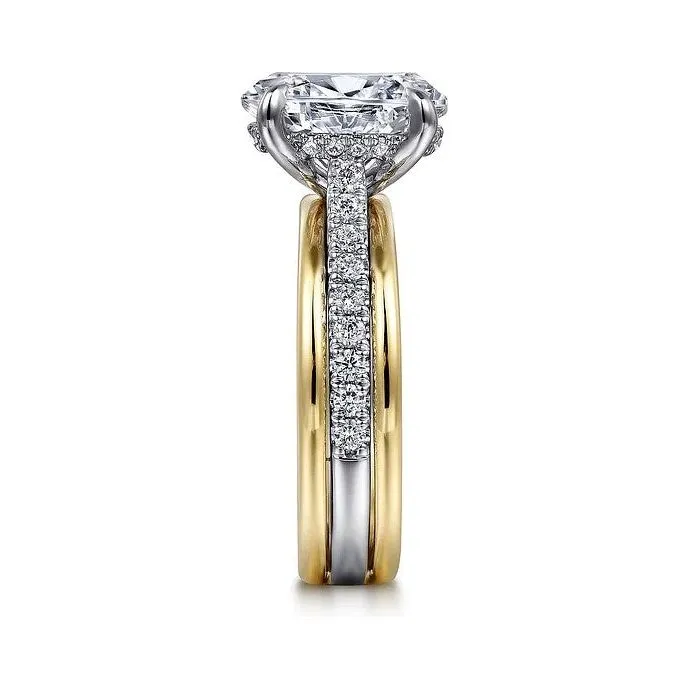 Gabriel "Feah" 14K Two-Tone Wide Band Oval Diamond Engagement Ring