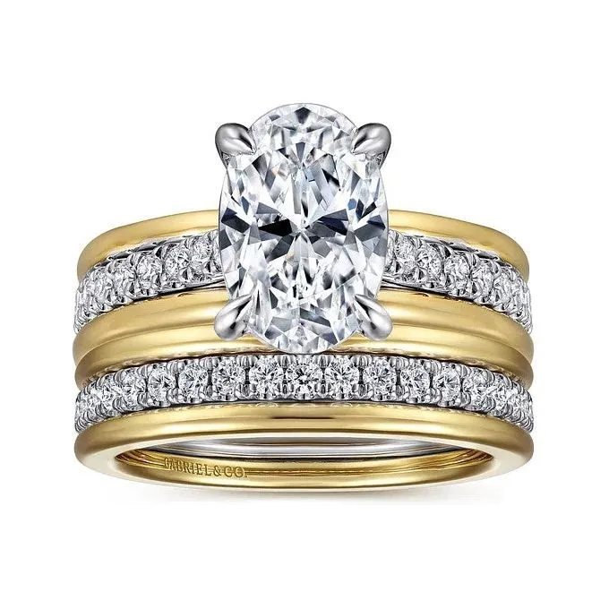 Gabriel "Feah" 14K Two-Tone Wide Band Oval Diamond Engagement Ring