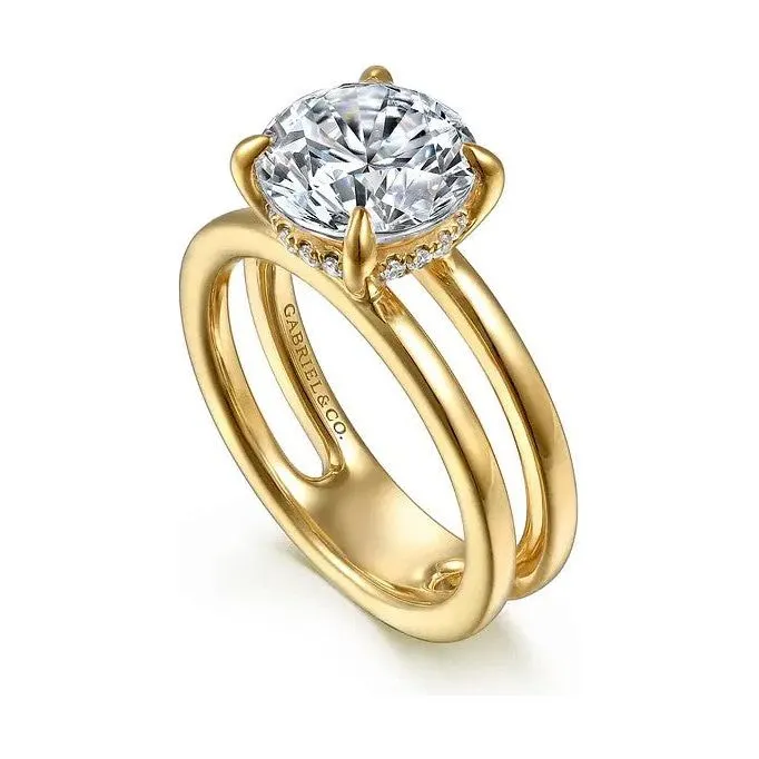 Gabriel "Oksana" 14K Yellow Gold Double Band Wide Engagement Ring