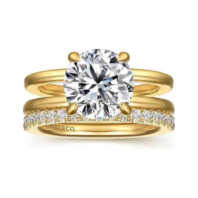 Gabriel "Oksana" 14K Yellow Gold Double Band Wide Engagement Ring