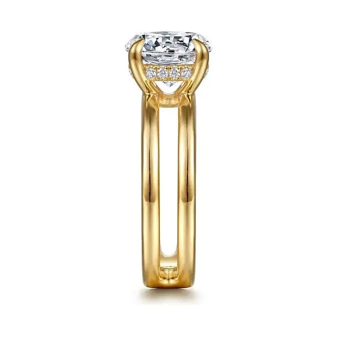 Gabriel "Oksana" 14K Yellow Gold Double Band Wide Engagement Ring