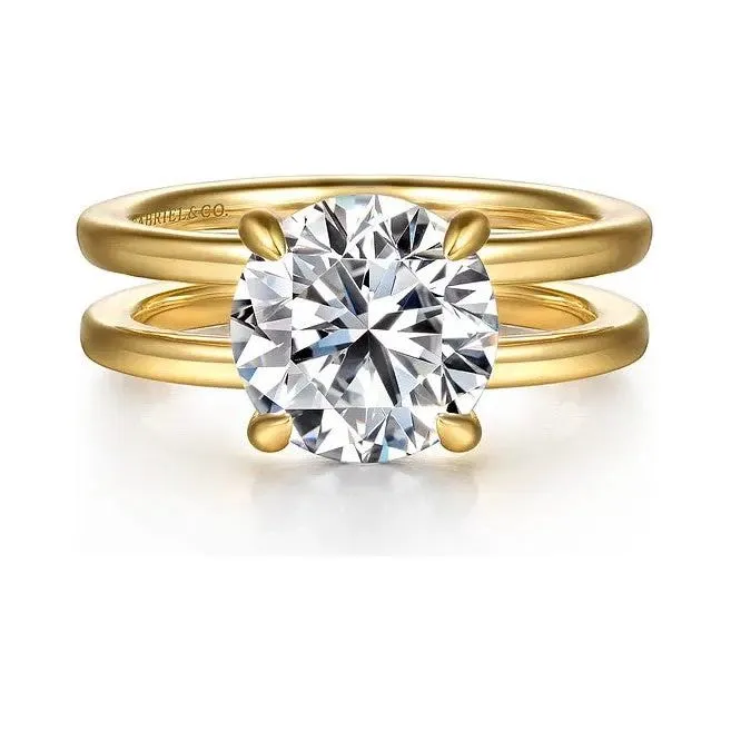 Gabriel "Oksana" 14K Yellow Gold Double Band Wide Engagement Ring