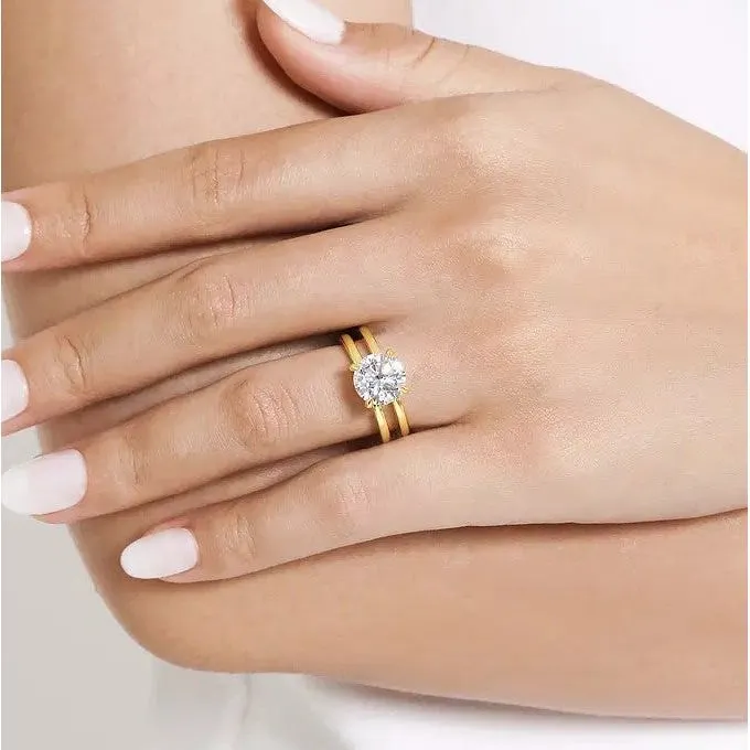 Gabriel "Oksana" 14K Yellow Gold Double Band Wide Engagement Ring