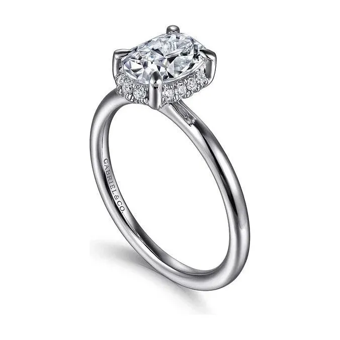 Gabriel "Seattle" 14K White Gold Oval Hidden Halo Diamond Engagement Ring