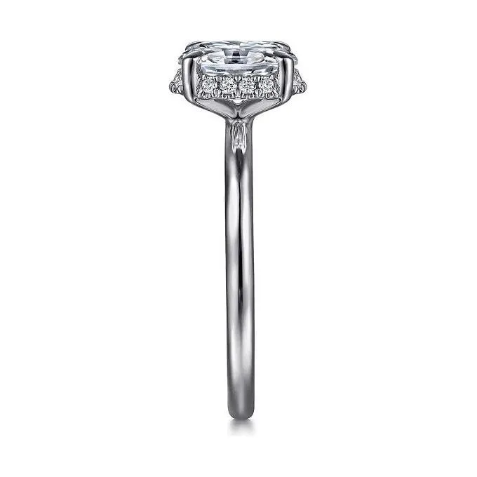 Gabriel "Seattle" 14K White Gold Oval Hidden Halo Diamond Engagement Ring
