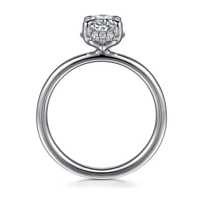 Gabriel "Seattle" 14K White Gold Oval Hidden Halo Diamond Engagement Ring