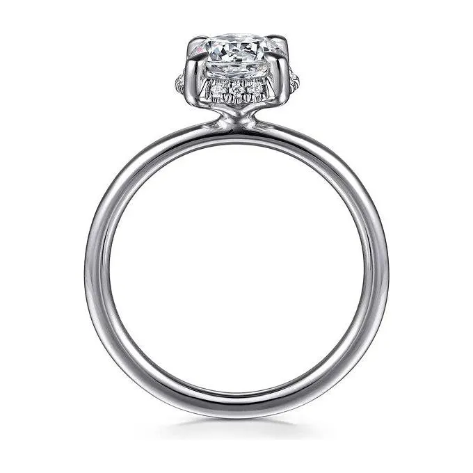Gabriel "Seattle" 14K White Gold Round Hidden Halo Diamond Engagement Ring