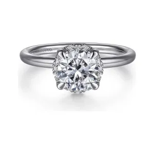 Gabriel "Seattle" 14K White Gold Round Hidden Halo Diamond Engagement Ring