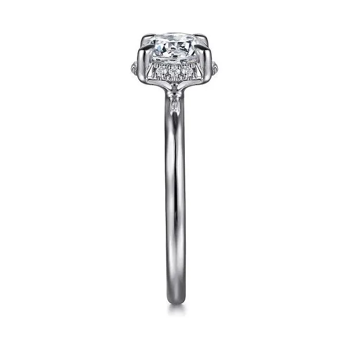 Gabriel "Seattle" 14K White Gold Round Hidden Halo Diamond Engagement Ring