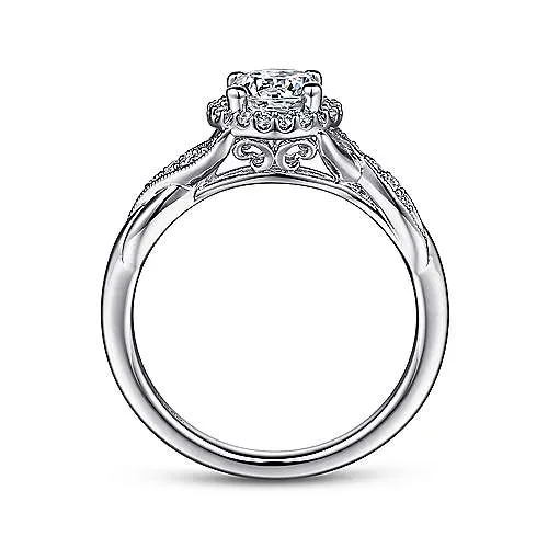 Gabriel "Shae" 14K White Gold Halo Diamond Engagement Ring