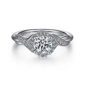 Gabriel "Shae" 14K White Gold Halo Diamond Engagement Ring