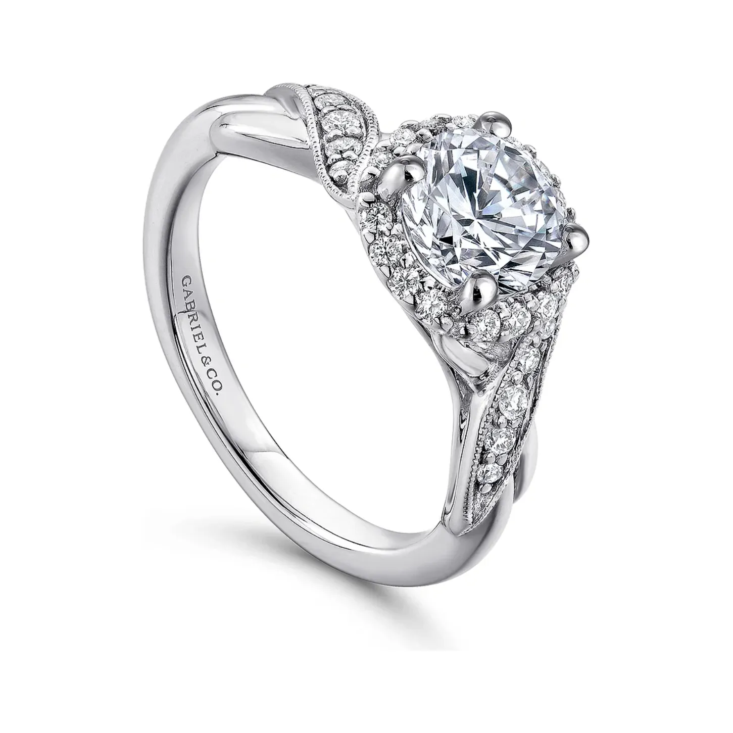 Gabriel "Shae" 14K White Gold Halo Diamond Engagement Ring