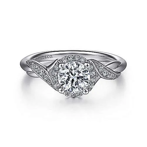 Gabriel "Shae" 14K White Gold Halo Diamond Engagement Ring
