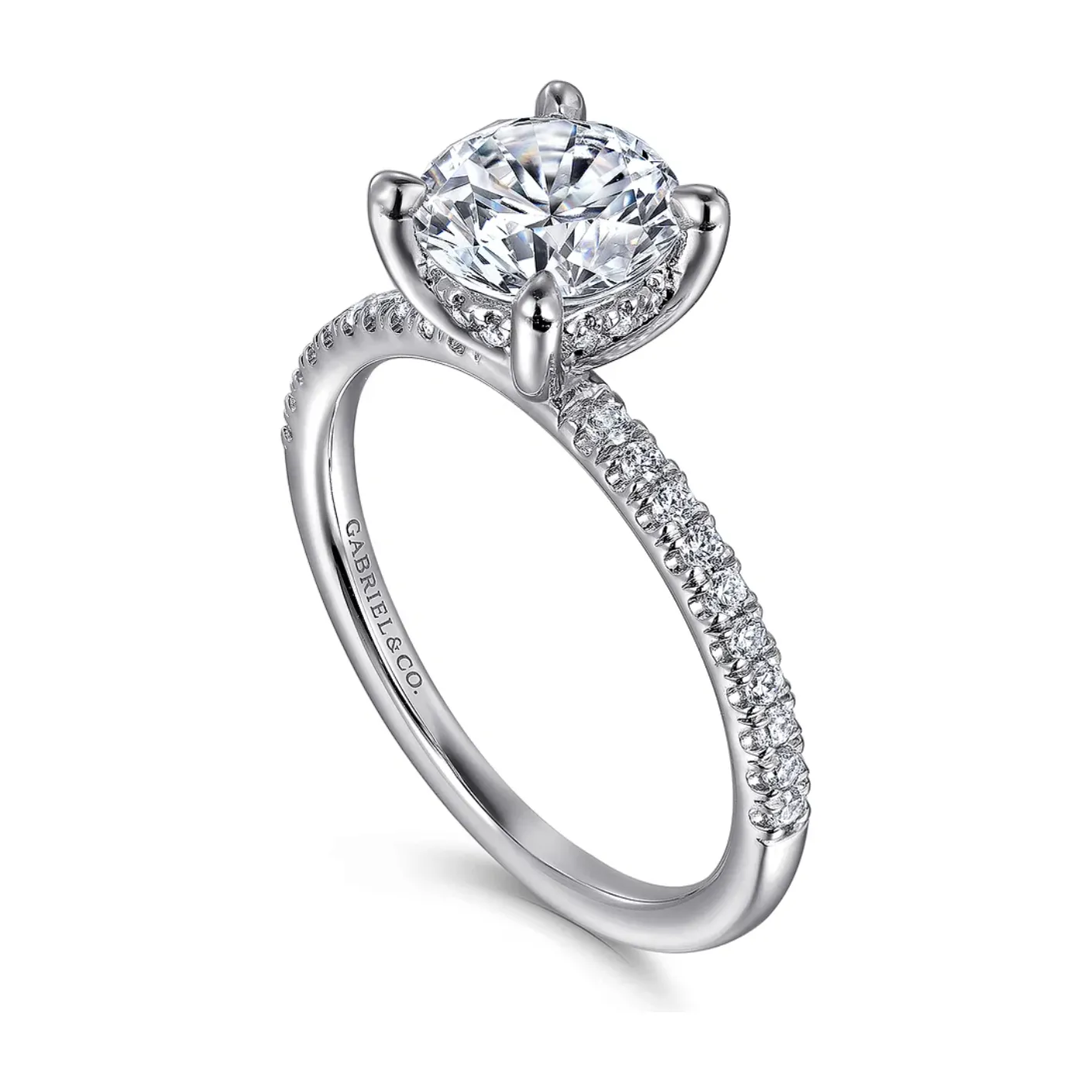 Gabriel "Stasia" 14K White Gold Round Diamond Engagement Ring