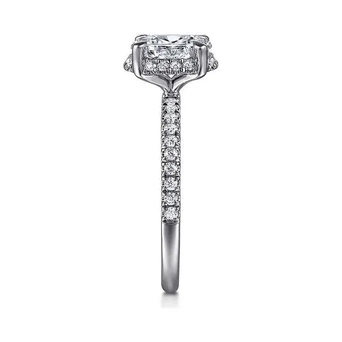 Gabriel "Suede" 14K White Gold Oval Hidden Halo Pave Diamond Engagement Ring
