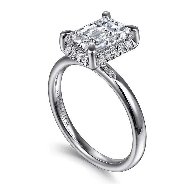 Gabriel "Symphony" 14K White Gold Emerald Hidden Halo Diamond Engagement Ring