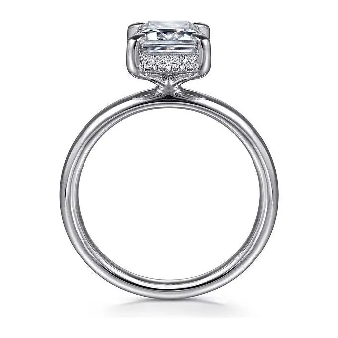 Gabriel "Symphony" 14K White Gold Emerald Hidden Halo Diamond Engagement Ring