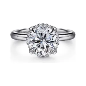 Gabriel "Symphony" 14K White Gold Round Hidden Halo Diamond Engagement Ring