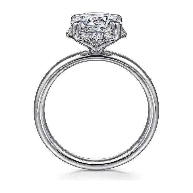 Gabriel "Symphony" 14K White Gold Round Hidden Halo Diamond Engagement Ring