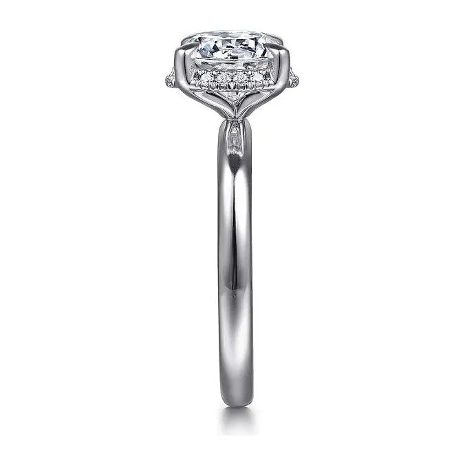 Gabriel "Symphony" 14K White Gold Round Hidden Halo Diamond Engagement Ring