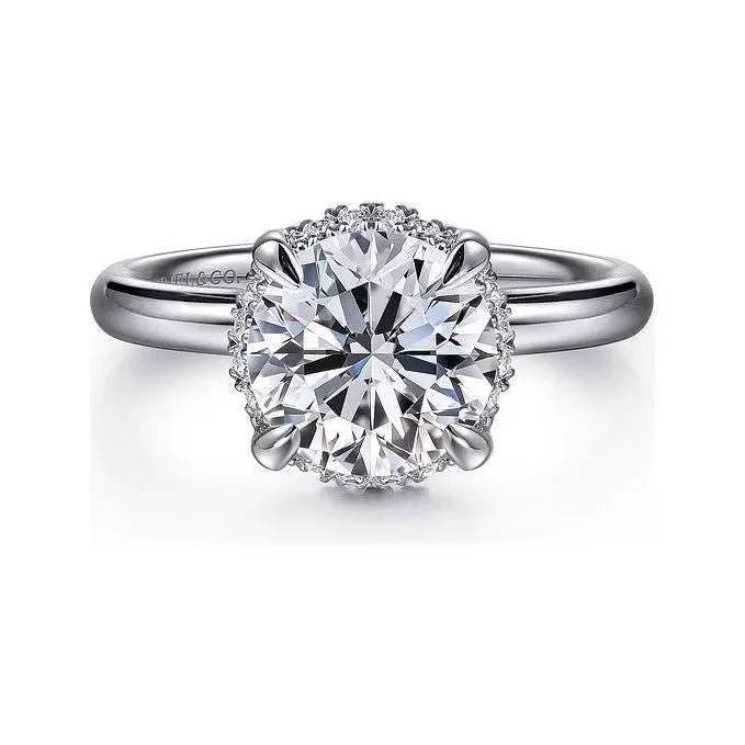 Gabriel "Symphony" 14K White Gold Round Hidden Halo Diamond Engagement Ring
