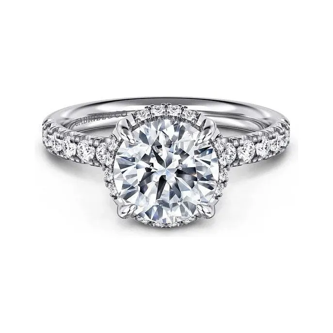 Gabriel "Talisa" 14K White Gold Hidden Halo Pave Diamond Engagement Ring