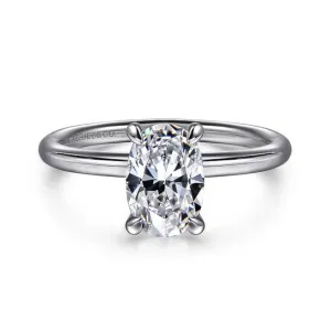 Gabriel "Tiana" 14K White Gold Oval Solitaire Engagement Ring