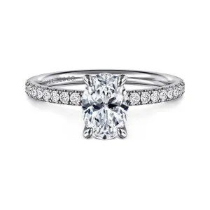 Gabriel "Twain" 14K White Gold Oval Pave Diamond Engagement Ring