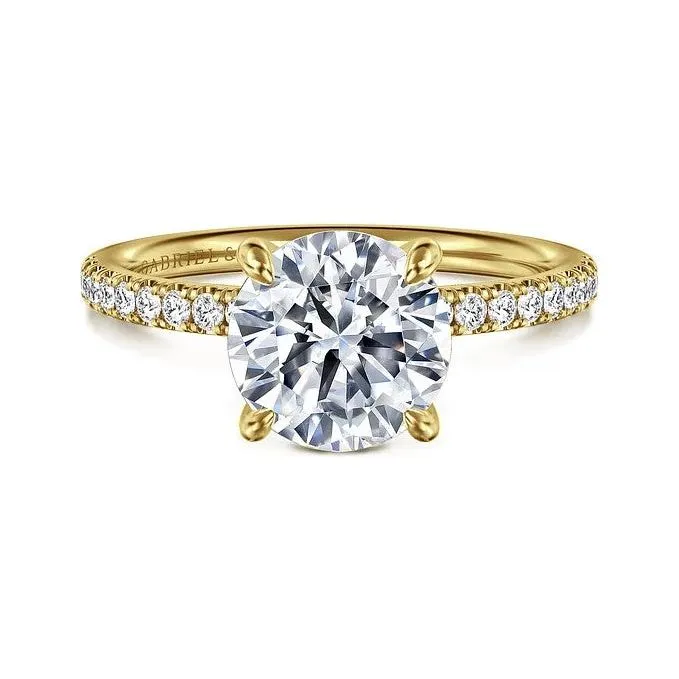 Gabriel "Twain" 14K Yellow Gold Round Pave Diamond Engagement Ring
