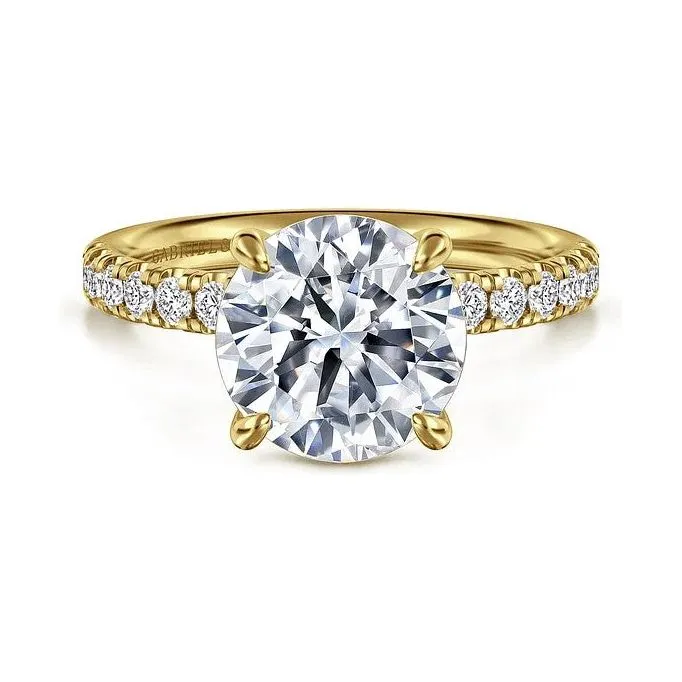 Gabriel "Winslow" 14K Yellow Gold Round Pave Diamond Engagement Ring