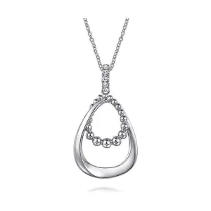 Gabriel Silver White Sapphire Bujukan Pendant Drop Necklace