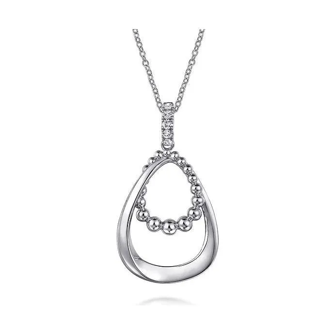 Gabriel Silver White Sapphire Bujukan Pendant Drop Necklace