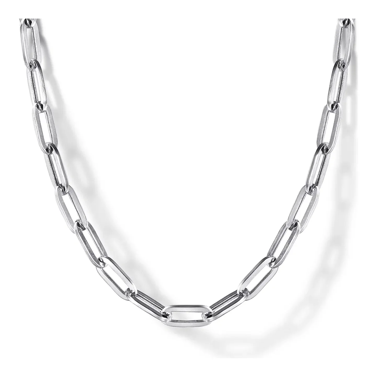 Gabriel Sterling Silver 32" Solid Paper Clip Chain Necklace