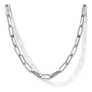 Gabriel Sterling Silver 32" Solid Paper Clip Chain Necklace