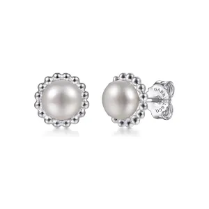 Gabriel Sterling Silver Bujukan Pearl Stud Earrings