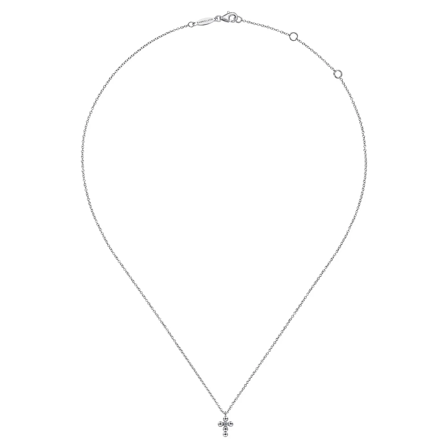 Gabriel Sterling Silver Diamond and Bujukan Bead Cross Necklace