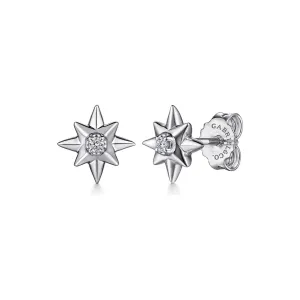 Gabriel Sterling Silver Diamond Star Stud Earrings