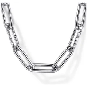 Gabriel Sterling Silver Oval Link Chain Necklace with Bujukan Stations