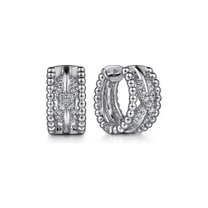 Gabriel Sterling Silver Twisted Bujukan Huggie Earrings