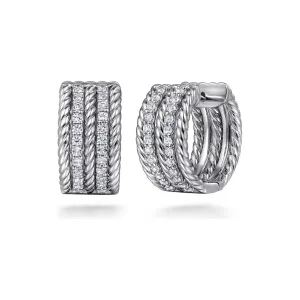 Gabriel Sterling Silver White Sapphire Hampton Huggie Earrings