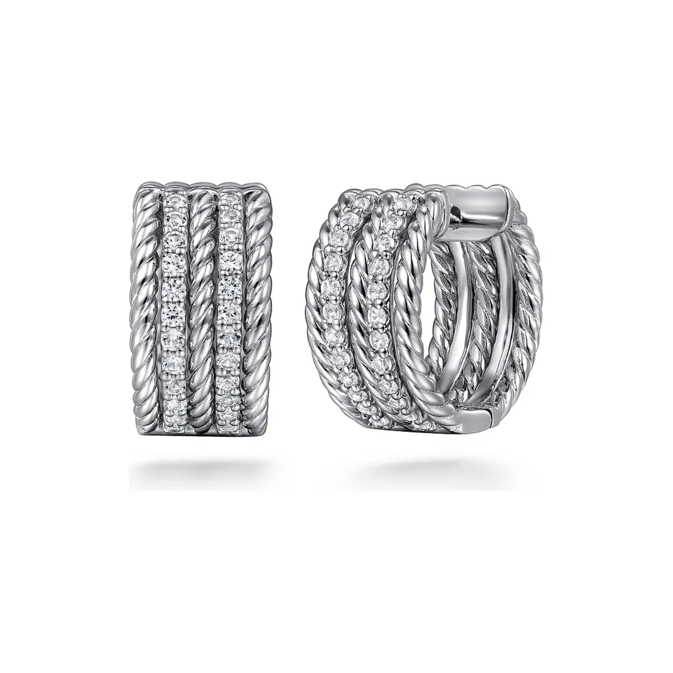 Gabriel Sterling Silver White Sapphire Hampton Huggie Earrings