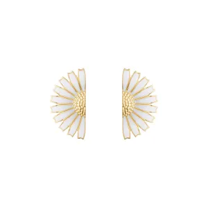 Georg Jensen Daisy 18ct Yellow Gold Plated Sterling Silver White Enamel Earrings