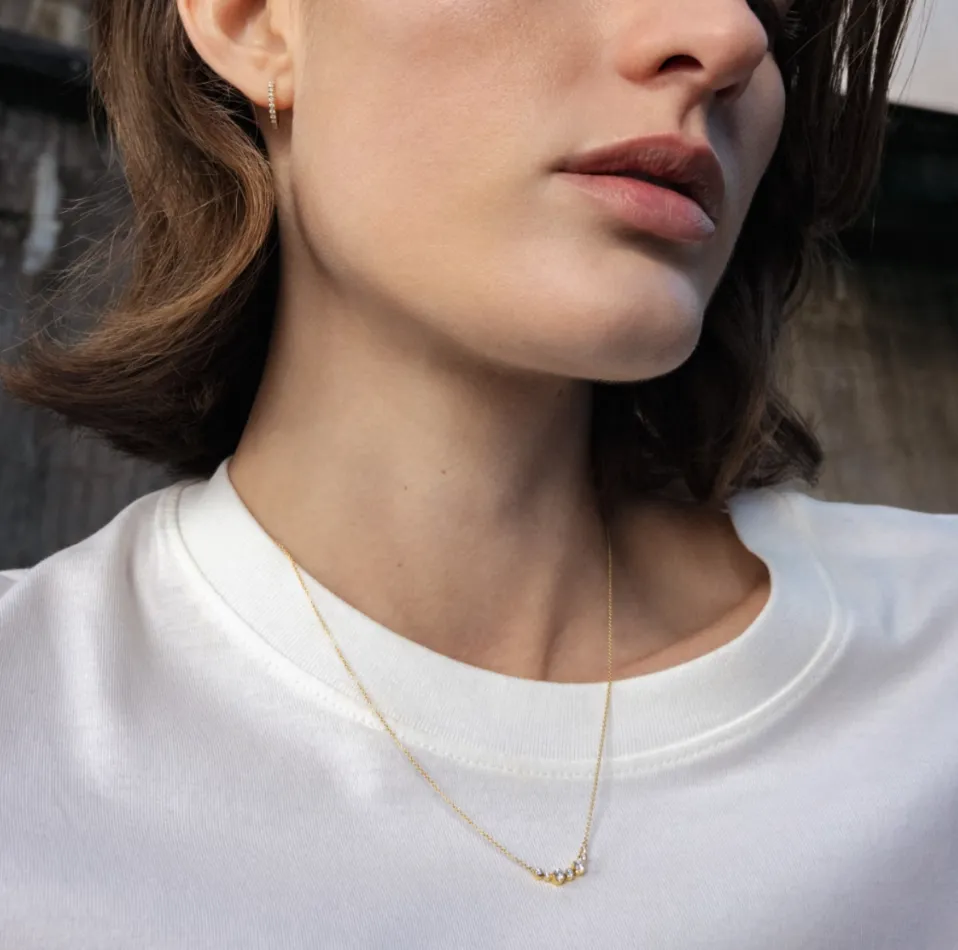 Georg Jensen Signature 18ct Yellow Gold 0.22ct Diamond Necklace