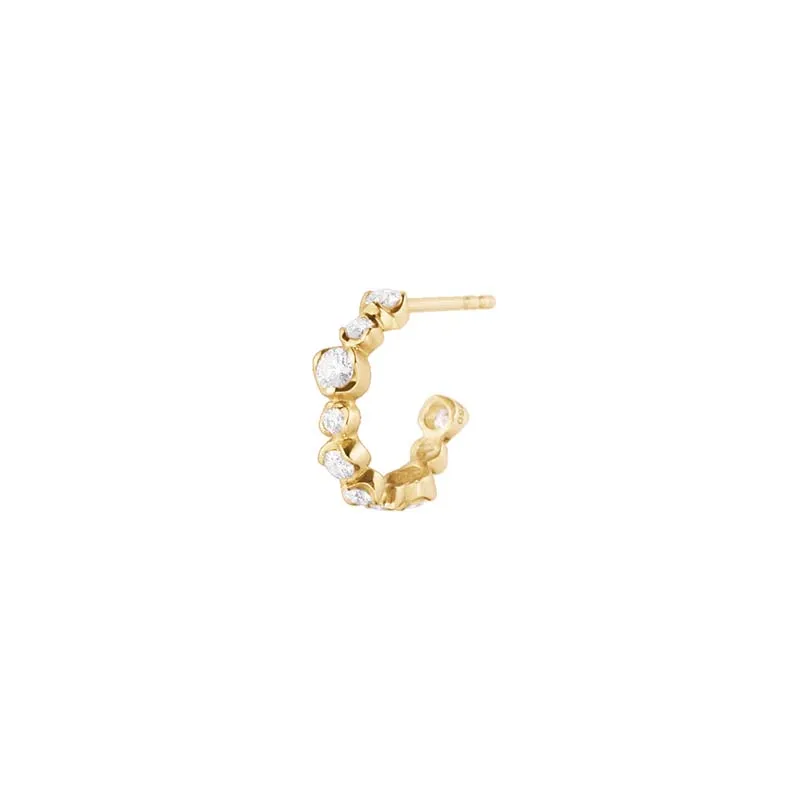 Georg Jensen Signature Diamonds 18ct Yellow Gold 0.31ct Hoop Earring Single Piece